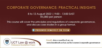 Corporate governance: practical insights - (Presented remotely on Zoom)