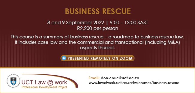 Business rescue - (Presented remotely on Zoom)