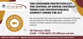 The Consumer Protection Act: The control of unfair contract terms and unconscionable conduct