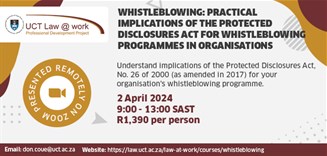 Practical Implications of Protected Disclosures Act on Organisational Whistleblowing Programs