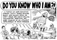 Zapiro cartoon from TimesLIVE on the Malema/Jonah Fisher incident. Click to go to original cartoon.